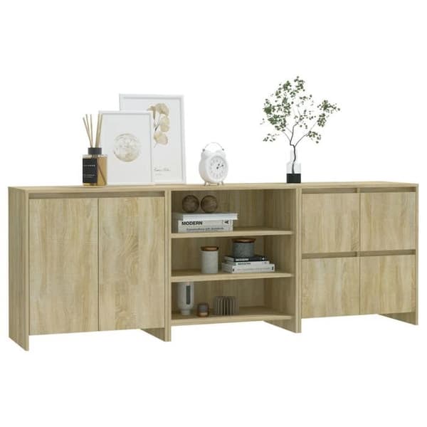 Maison Exclusive - Bufféer 3 st Sonoma ek Ingenjörsträ