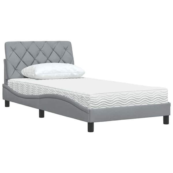 Maison Exclusive - Vaalea harmaa sänky patjalla 100x200 cm kangas Ljusgrått