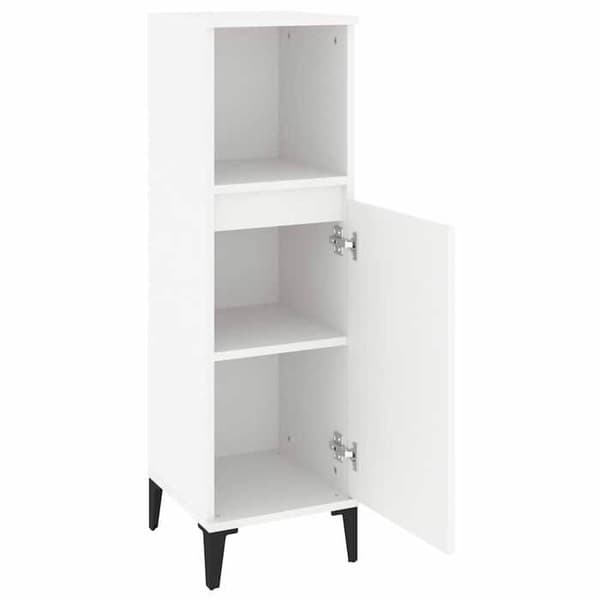 Maison Exclusive - Hvid badeværelsesskab 30x30x100 cm ingeniørtræ