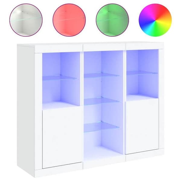 Maison Exclusive - Bufféer med LED-lampor 3 st vit ingenjörsträ