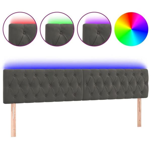 Maison Exclusive - LED-päätyharso Tummanharmaa 200x7x78/88 cm Sametti mörkgrå