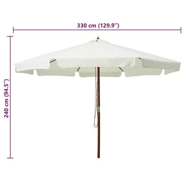 Maison Exclusive - Utomhusparasol med trästolpe 330 cm vit sand sandvit