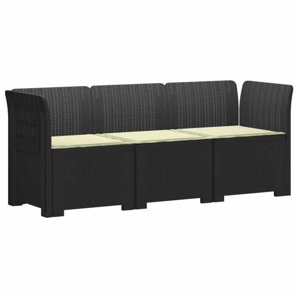Maison Exclusive - Trädgårdsoffa 3 platser med kuddar i rattanlook PP