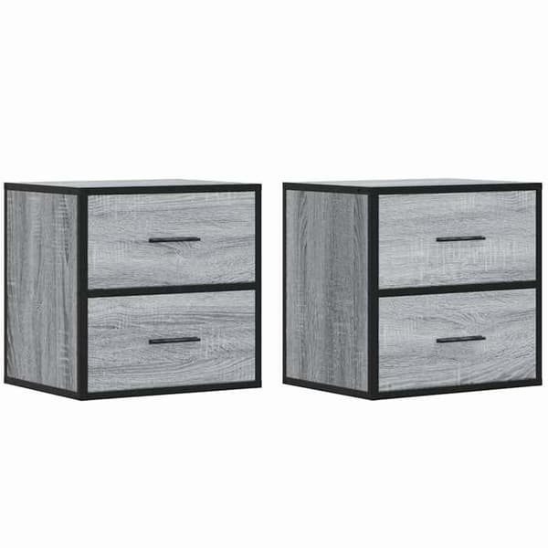 Väggmonterad sängbord - EXKLUSIV HEM - 2 st - Sonoma grå - 40×31×39,5 cm - Ingenjörsträ Sonoma grå