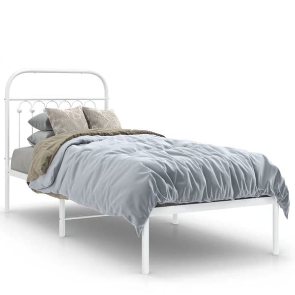 Sengestel - EKSKLUSIV HUS - 75 x 190 cm - Metal - Hvid - Lamelseng Vit