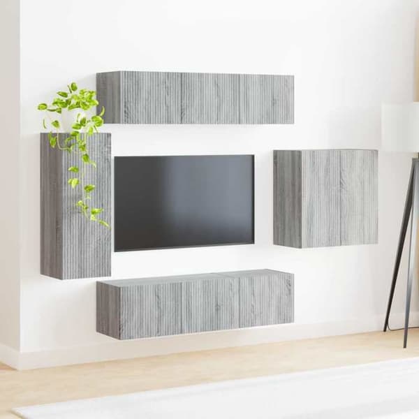 Maison Exclusive - 6 osan seinä-tv-huonekalusarja Harmaa Sonoma