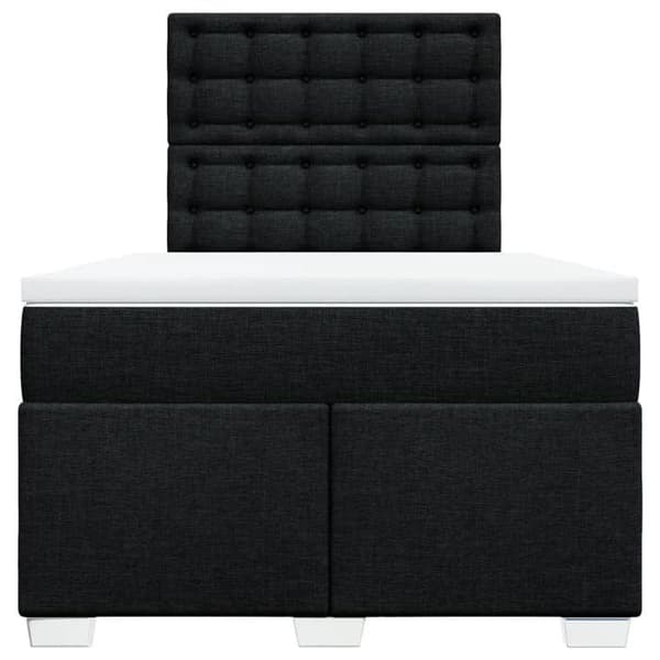 Maison Exclusive - Sengebund med lameller og sort madras 120x190 cm stof