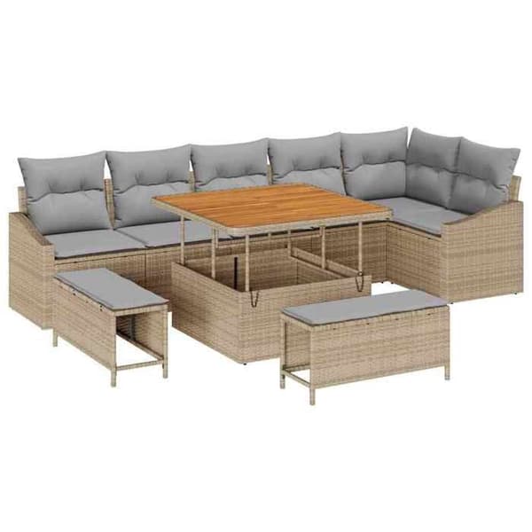 Trädgårdsmöbelset - EXKLUSIV HEM - 9 delar - Beige - Modulär - Väderbeständig beige