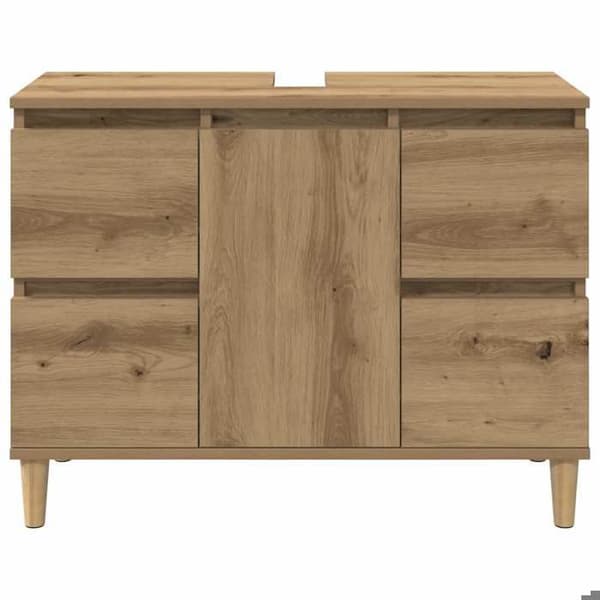 Maison Exclusive - Håndlavet egetræ vaskeskab 80x33x60 cm ingeniørtræ
