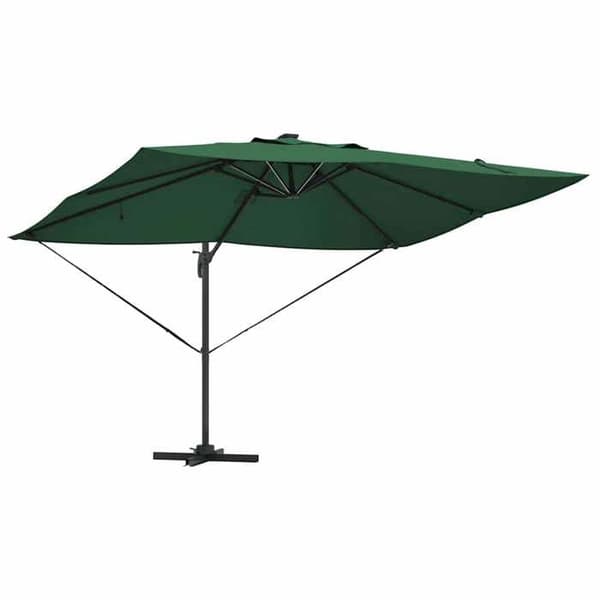 Parasol med sidearm - EKSKLUSIV HUS - Roma - 352x251x265 cm - Polyester & aluminium - Solenergi LED belysning Grön