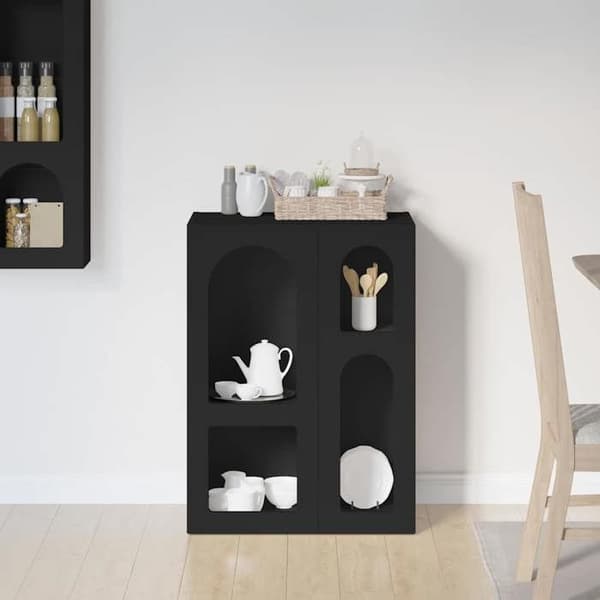 Buffet - EKSKLUSIVT HUS - ELST - Sort - 59 x 35 x 80,5 cm - Holdbart ingeniørtræ Svart