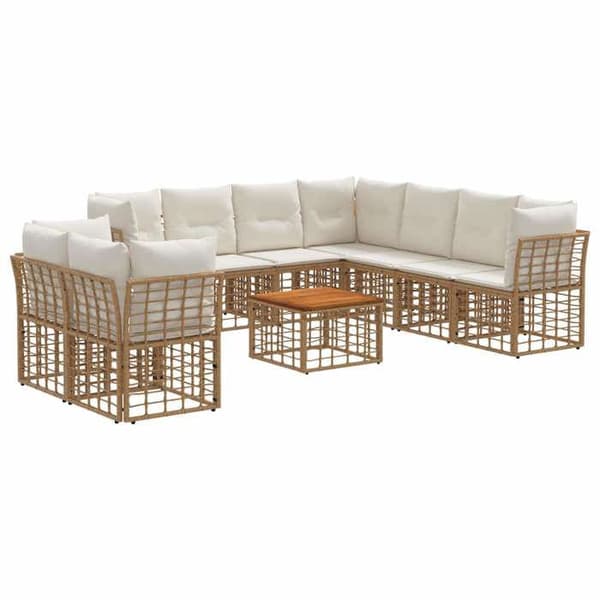 Maison Exclusive - Sæt af 10 udendørs sofaer Hvid Naturlig og Creme