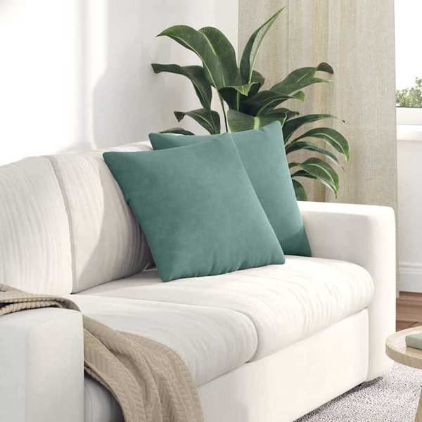 Sofa puder - EKSKLUSIV HUS - Sæt 2 - Fløjl - 45 x 45 cm - Havgrøn Grön Hav