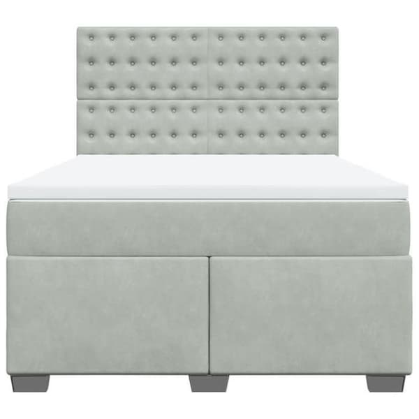 Maison Exclusive - Seng solid bund med socker og madras Grå 160x200cm Velour