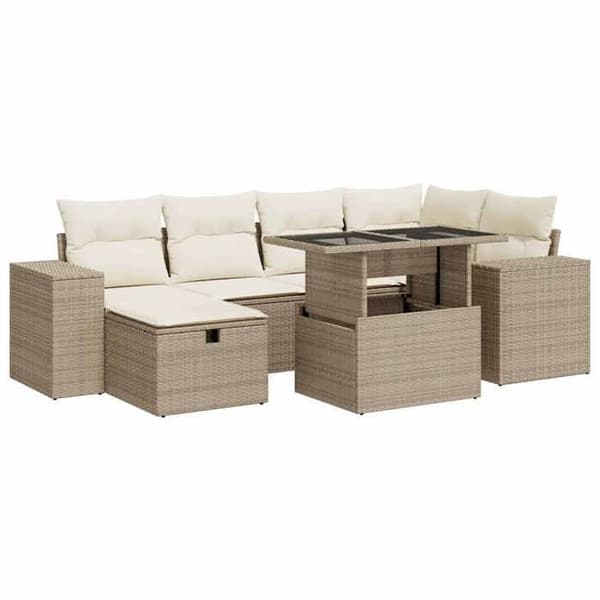 Maison Exclusive - Trädgårdsmöbler med kuddar 8 delar beige flätad resin