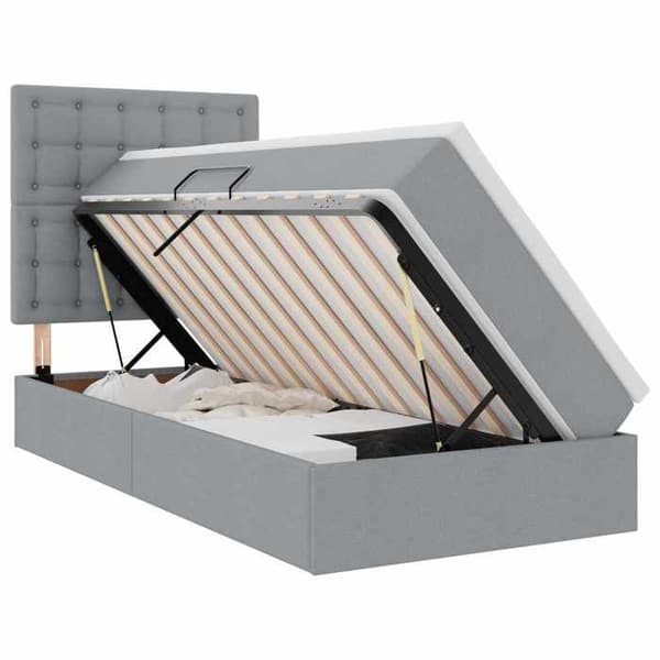 Maison Exclusive - Säng med förvaring och madrass Ljusgrå 90 x 190 cm tyg