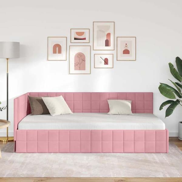 Maison Exclusive - Hörnsängram Rosa 100 cm x 200 cm Sammet