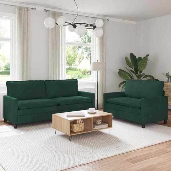 Maison Exclusive - 2 kpl sohvakokonaisuus tummanvihreä sametti Mörkgrön
