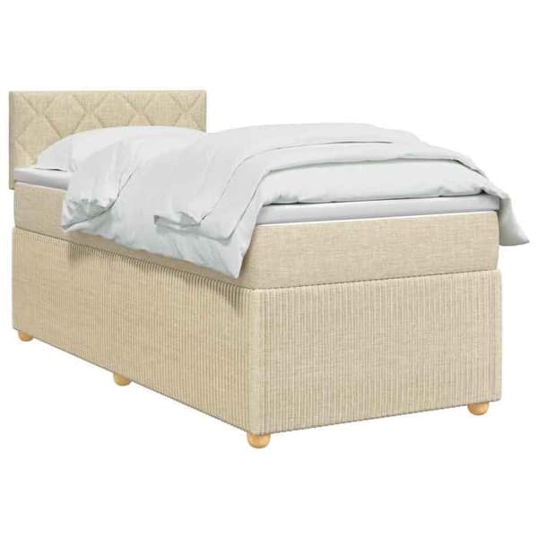 Maison Exclusive - Boxspring säng med madrass Crème 90 x 200 cm Tyg