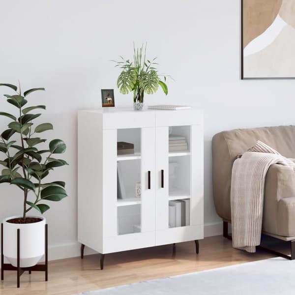 Buffet - EKSKLUSIVT HUS - 69,5x34x90 cm - Hvid - Ingeniørtræ - Metalben Vit