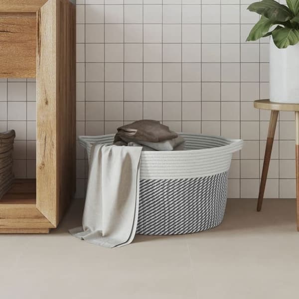 Maison Exclusive - Grå och vit förvaringskorg Ø40x25 cm i bomull grått och vitt