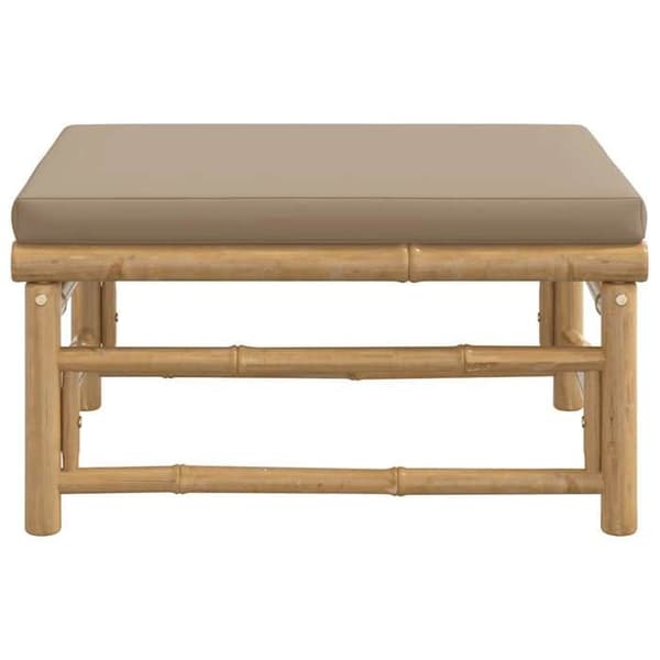 Maison Exclusive - Trädgårdsfotpall med taupe bambu kuddar
