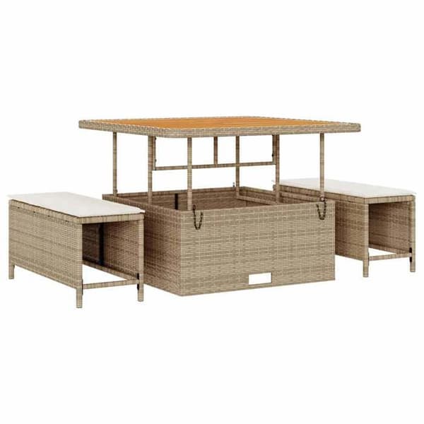 Maison Exclusive - 8 osan beige polyrottinkinen puutarhakalustesetti