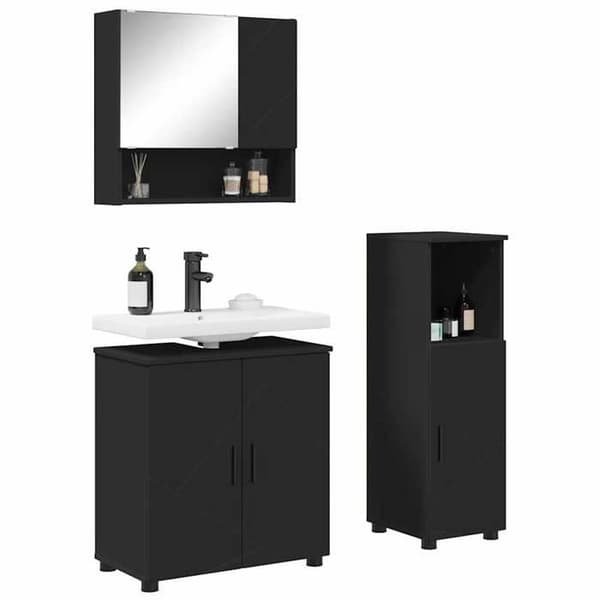 Maison Exclusive - Sæt af badeværelsesmøbler 3 stk Sort 61 x 35 x 64 cm