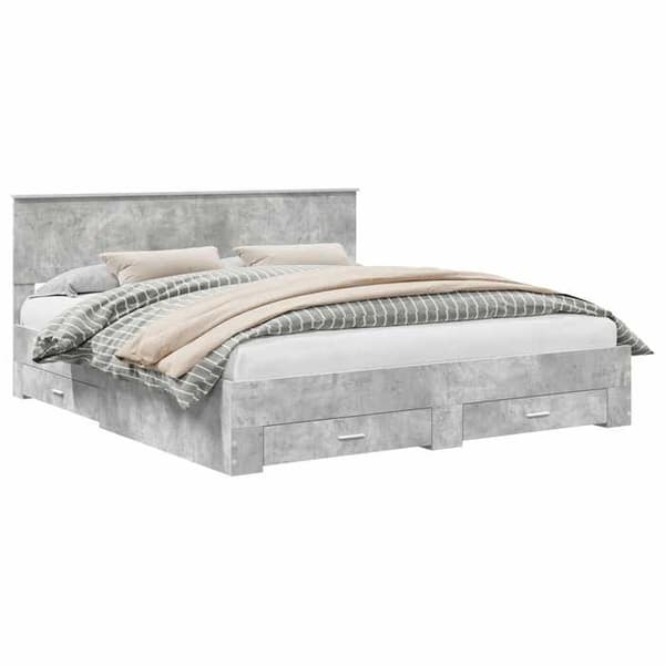 Maison Exclusive - Sängram Grå betong 180 x 200 cm Ingenjörsträ