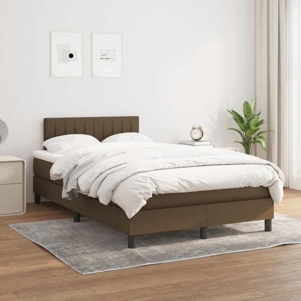 Maison Exclusive - Sengebund med lameller og mørkebrunt madras 120x190cm stof