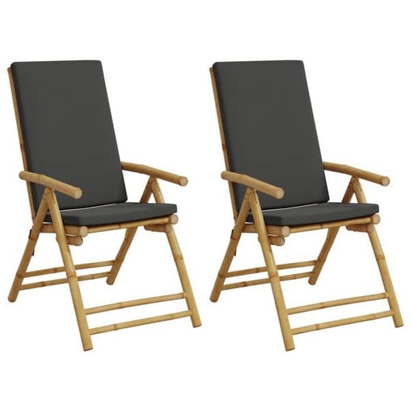 Maison Exclusive - Fällbara trädgårdsstolar med lutning, set om 2, bambuskuddar