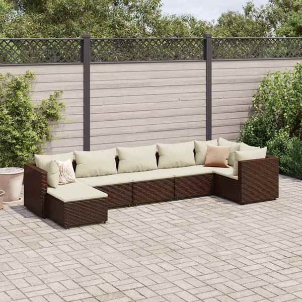 Maison Exclusive - Trädgårdsmöbler med kuddar 7 delar brun flätad resin brun