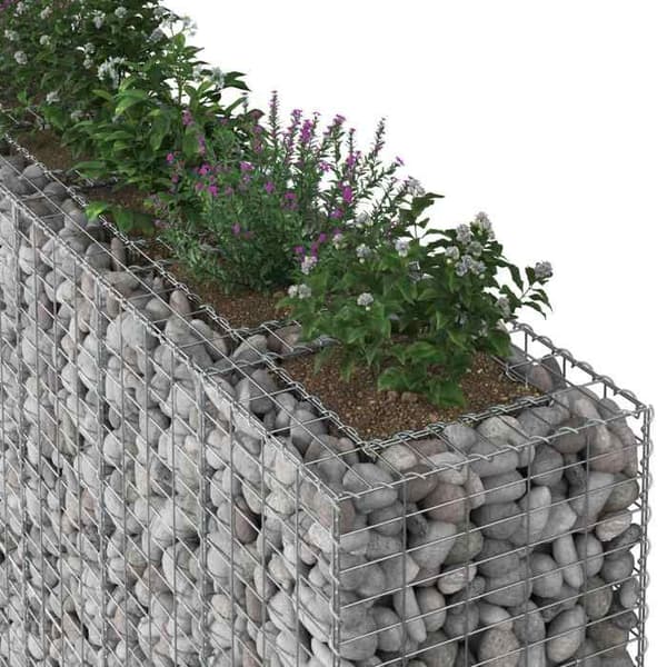 Maison Exclusive - Hög säng gabion 4 pc 330 x 50 x 150 cm Galvaniserat stål