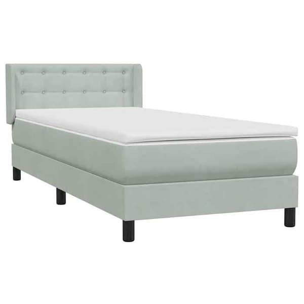 Maison Exclusive - Sängyn lattiapuut ja vaaleanharmaa patja 90x220 cm samettia