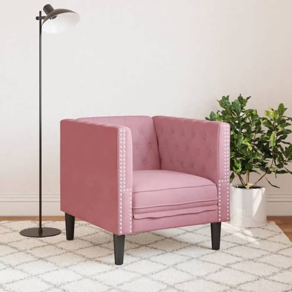 Maison Exclusive - Chesterfield stol i lyserød velour