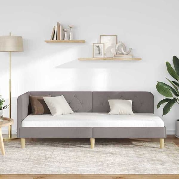 Vinkel säng - EXKLUSIV HEM - L-formad säng - 80 x 200 cm - Polyester tyg - Vändbart armstöd Mol