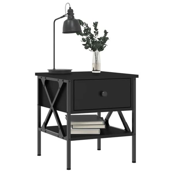 Maison Exclusive - Natborde 2 stk sort 40x42x45 cm ingeniørtræ svart