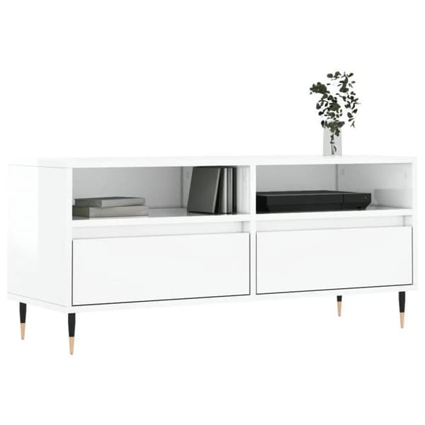 Maison Exclusive - TV-möbel vit glansig 100x34,5x44,5 cm ingenjörsträ Vit