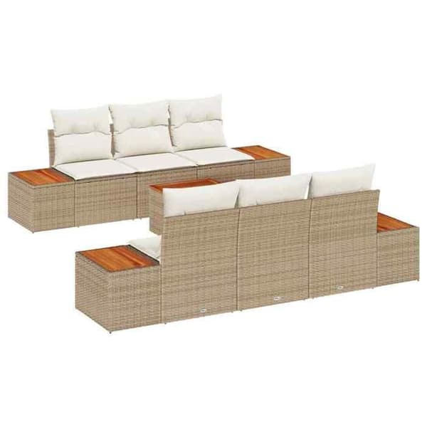 Trädgårdsmöbler - EXKLUSIVT HEM - Modulär - Beige - Set med 7 delar - UV-beständig polyrotting beige