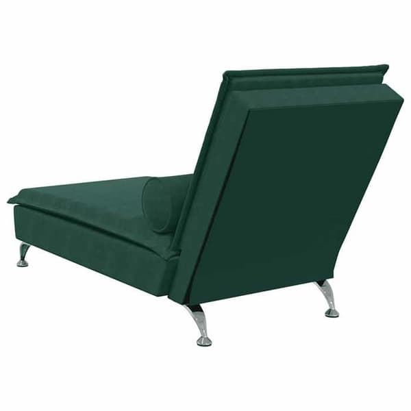 Långfåtöljer - EXKLUSIVT HEM - Maison Exclusive - Mörkgrön sammet - USB-massagerulle - Ben i förkromad stål