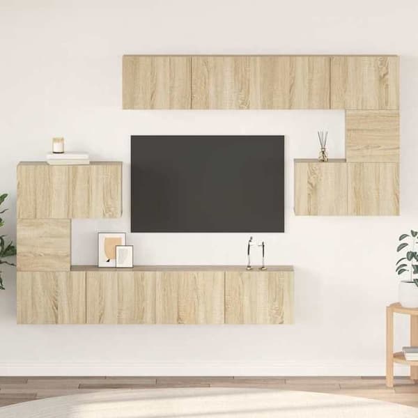 Maison Exclusive - 8 dele TV-møbel sæt Sonoma eg Ingeniørtræ Sonoma ek