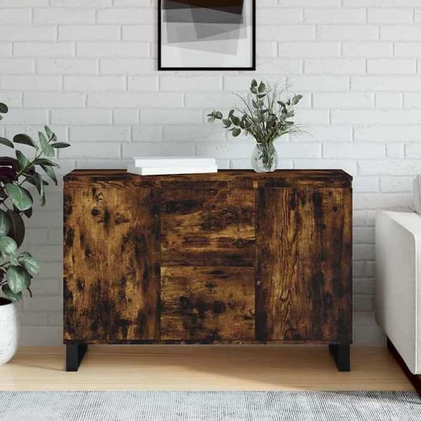 Maison Exclusive - Buffé ek rökig 101,5x35x70 cm ingenjörsträ
