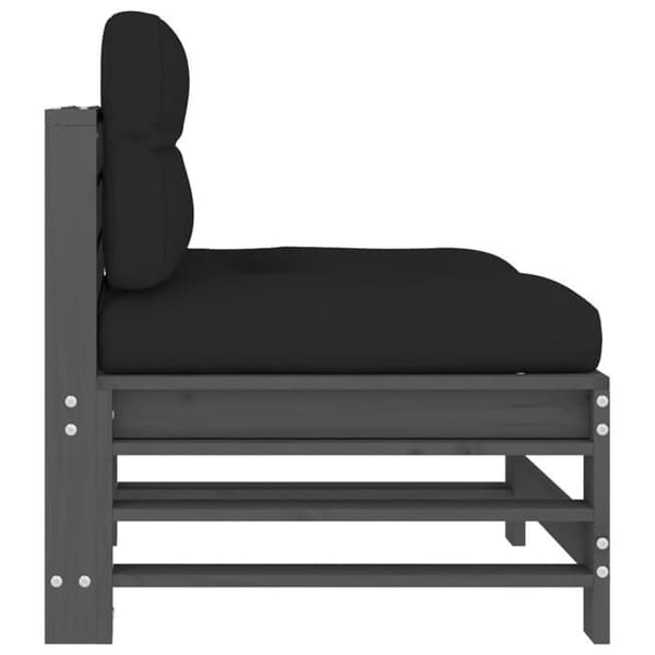 Havemøbel - EKSKLUSIVT HUS - Central sofa - Massivt fyrretræ - Polstrede grå puder - Modulært design Grå (kuddar)