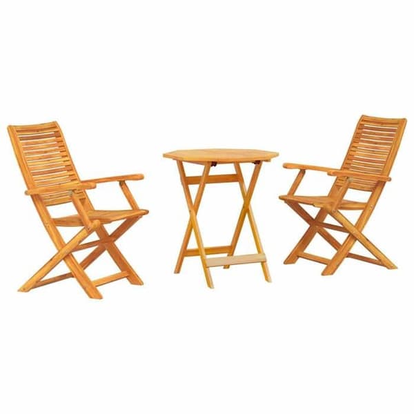 Maison Exclusive - Fällbart bistroset 3 delar Brun Massivt Akaciaträ