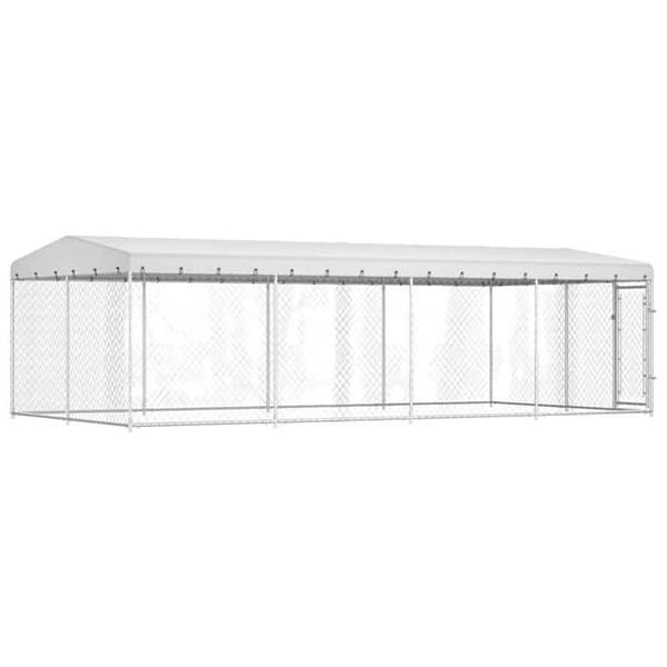 Exklusivt hus - Utomhus hundhus med tak 7,6x3,8x2,3 m Silver