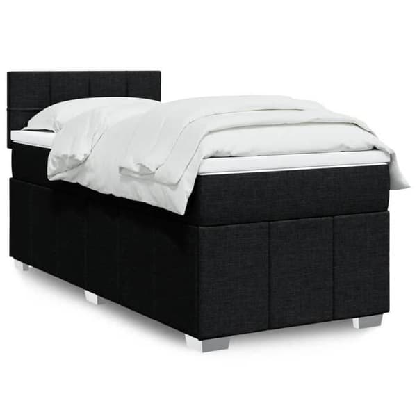 Maison Exclusive - Seng med lamelbund og madras Sort 90x200 cm Stof