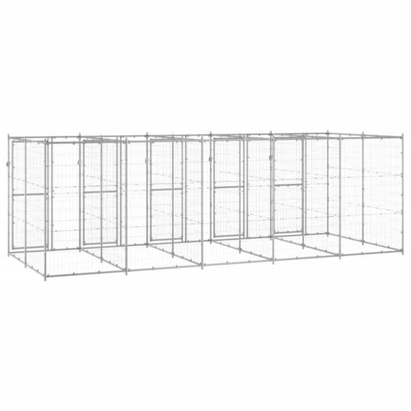 Maison Exclusive - Utomhus hundhus i galvaniserat stål 12,1 m² silver-
