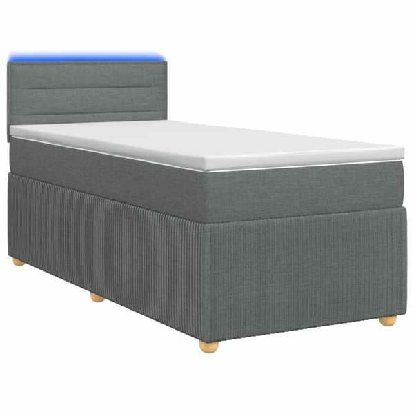 Maison Exclusive - Boxspring säng med madrass och LED Grå mörk 90 x 190 cm