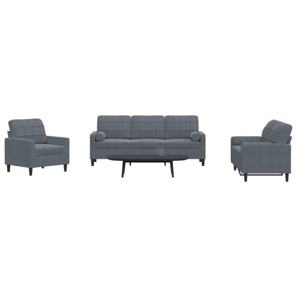 Maison Exclusive - 3-delars soffgrupp med kuddar och sammetstrumpor