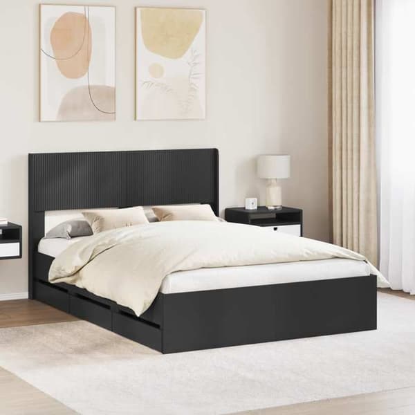 Maison Exclusive - Sengestel med opbevaring og hovedgærde Sort 120 x 190 cm Svart